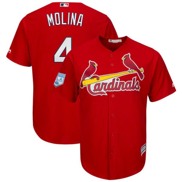 MLB Cardinals 4 Yadier Molina Red 2019 Spring Training Cool Base Men Jersey