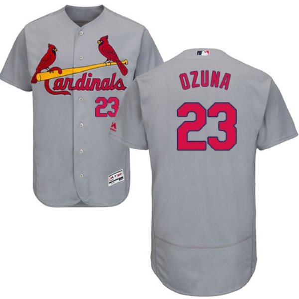 MLB Cardinals 23 Marcell Ozuna Gray Flexbase Men Jersey
