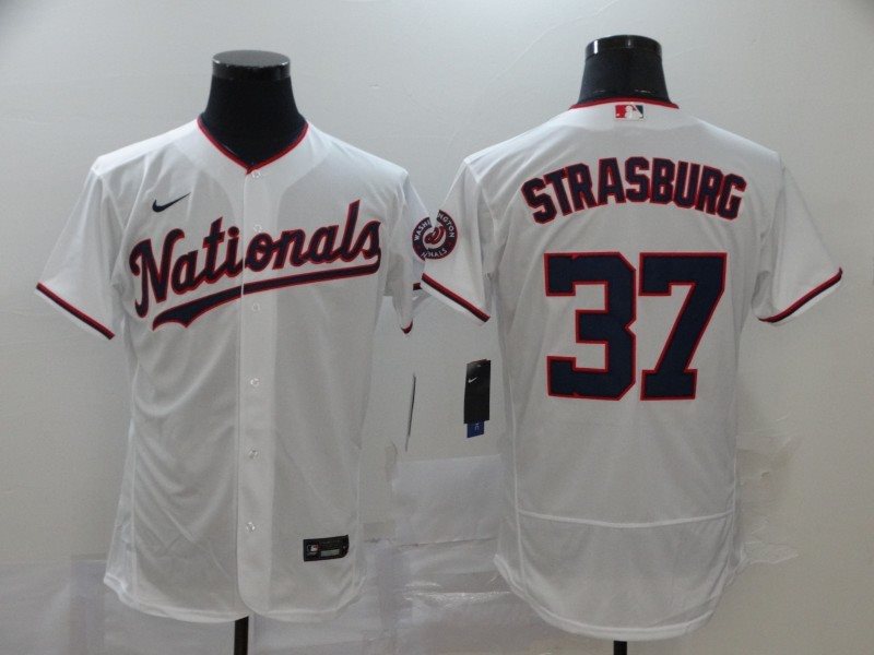 MLB Nationals 37 Stephen Strasburg White 2020 Nike Flexbase Men Jersey