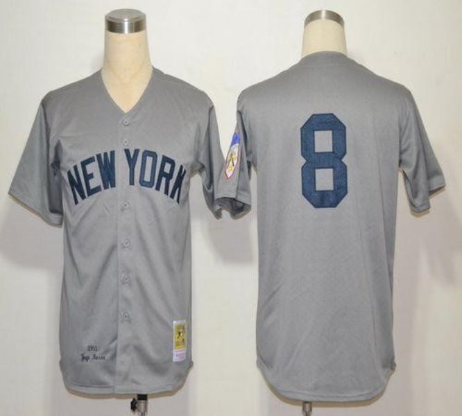 MLB Yankees 8 Yogi Berra Grey 1951 Mitchell and Ness Throwback Men Jersey