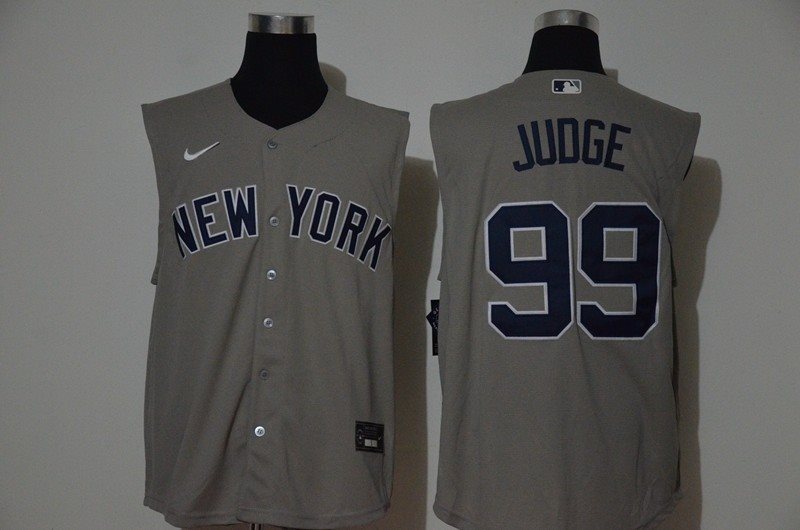 MLB Yankees 99 Aaron Judge Gray Nike Cool Base Sleeveless Men Jersey