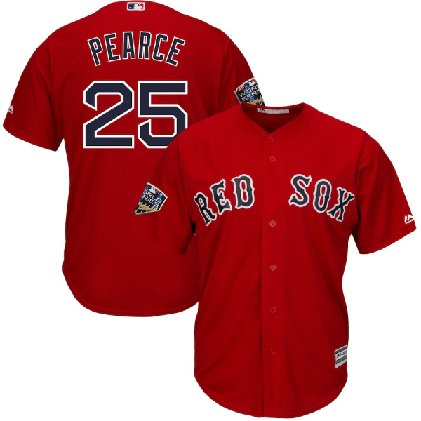 MLB Red Sox 25 Steve Pearce Red 2018 World Series Cool Base Men Jersey