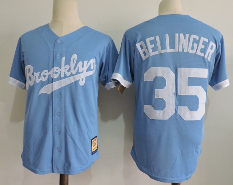 MLB Dodgers 35 Cody Bellinger Blue Cooperstown Throwback Men Jersey