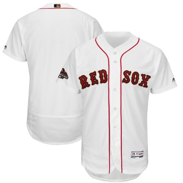 MLB Red Sox Blank White 2019 Gold Program FlexBase Men Jersey