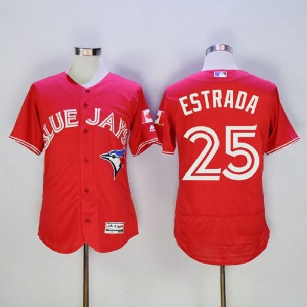 MLB Blue Jays 25 Marco Estrada Red Flexbase Canada Day Men Jersey