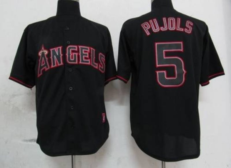 MLB Angels 5 Albert Pujols Black Fashion Men Jersey