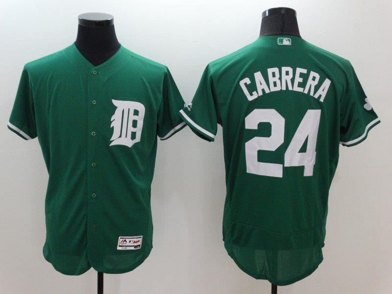 MLB Tigers 24 Miguel Cabrera Green Celtic Flexbase Men Jersey