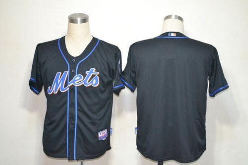 MLB Mets Blank Black Alternate Cool Base Men Jersey