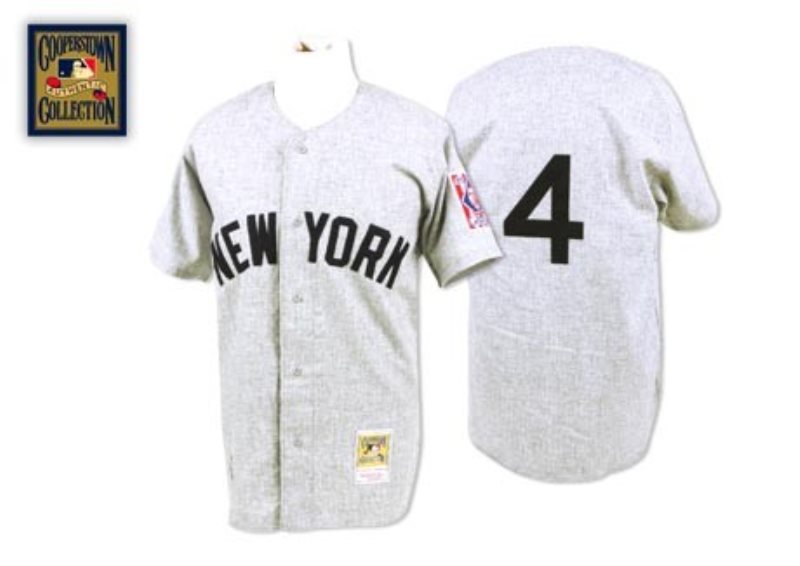 MLB Yankees 4 Lou Gehrig Grey 1939 Mitchell and Ness Men Jersey