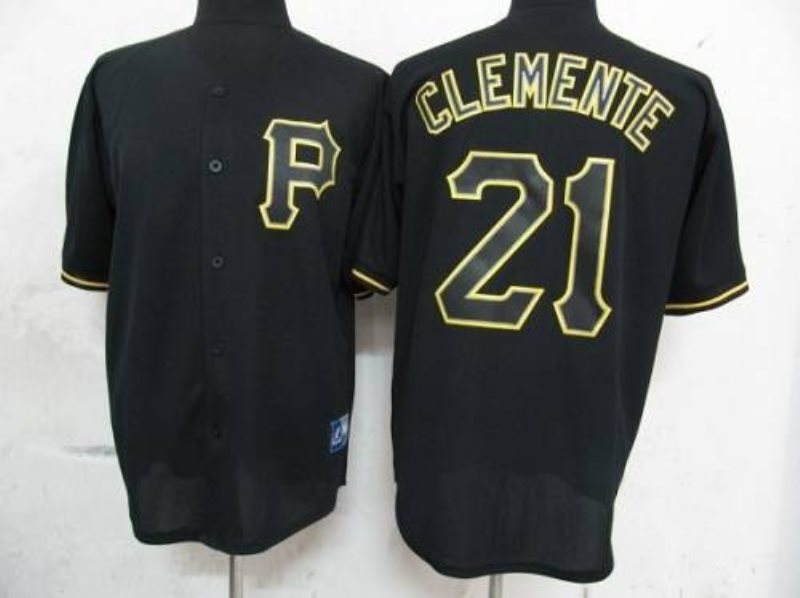 MLB Pirates 21 Roberto Clemente Black Fashion Men Jersey