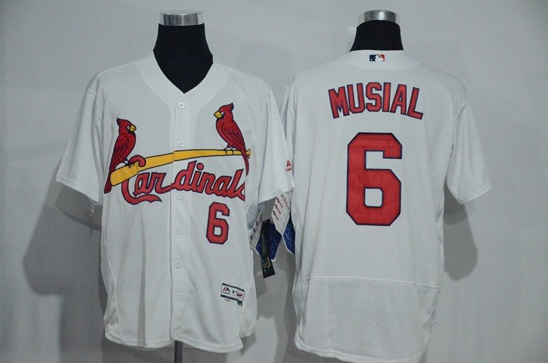 MLB Cardinals 6 Stan Musial White Flexbase Men Jersey