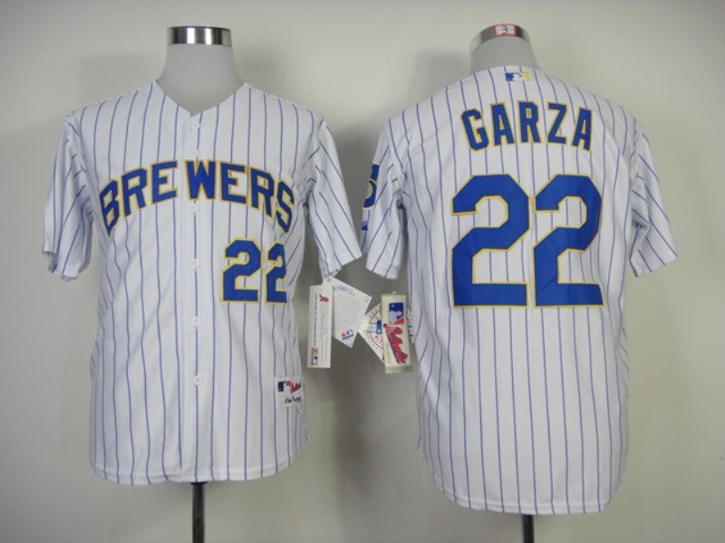 MLB Brewers 22 Matt Garza White Men Jersey