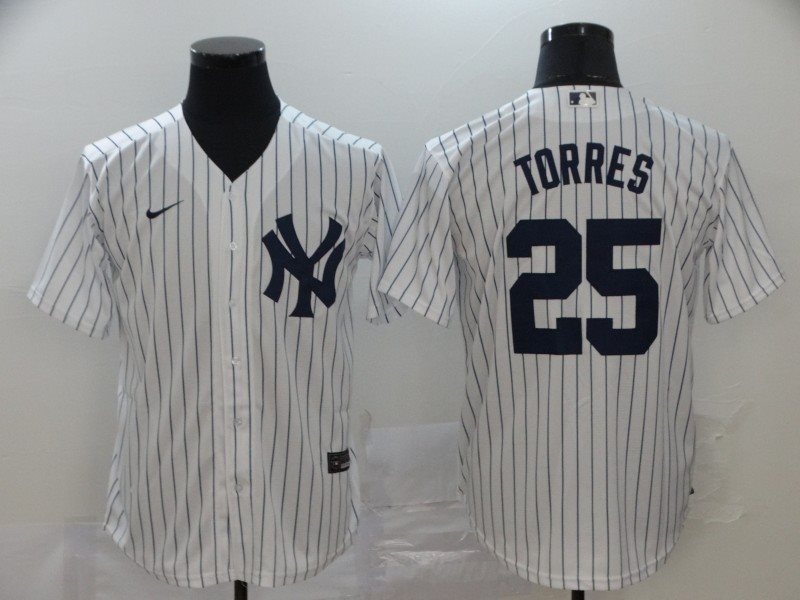 MLB Yankees 25 Gleyber Torres White 2020 Nike Cool Base Men Jersey