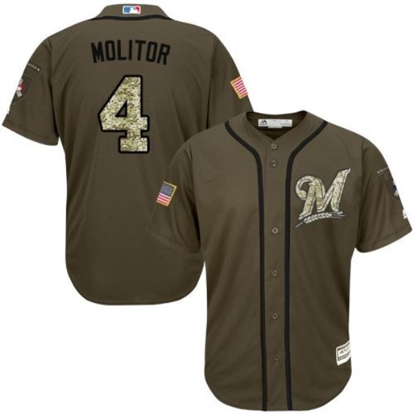 MLB Brewers 4 Paul Molitor Green Salute to Service Men Jersey
