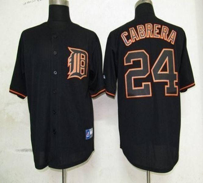MLB Tigers 24 Miguel Cabrera Black Fashion Men Jersey