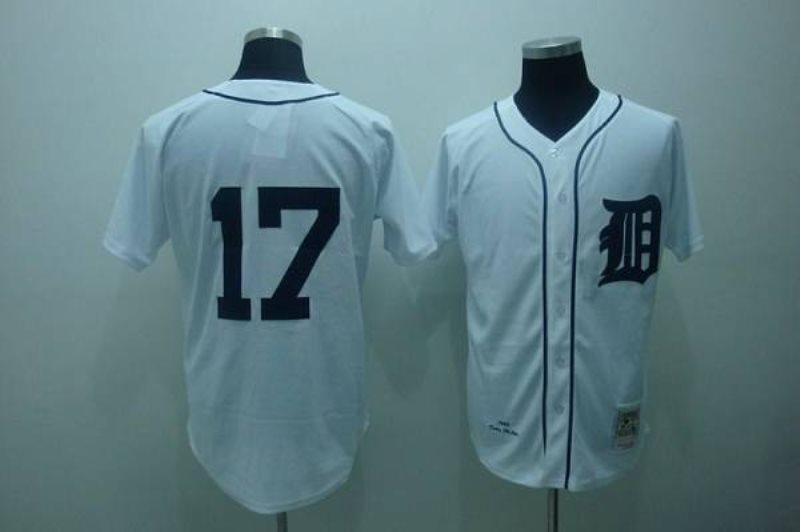 MLB Tigers 17 Denny McClain White Mitchell and Ness Throwback Men Jersey