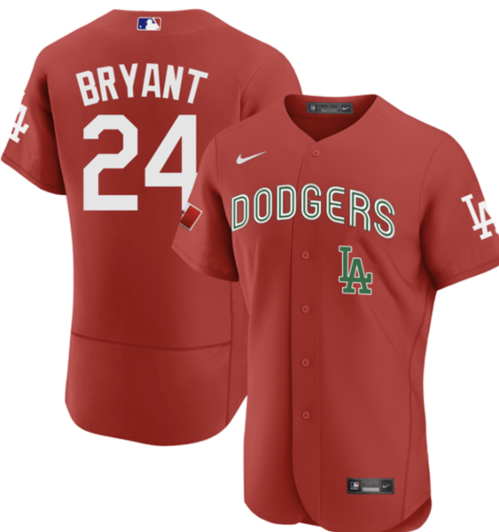 MLB Dodgers 24 Kobe Byrant Mexico Theme Mexican Heritage Red Flexbase Men Jersey