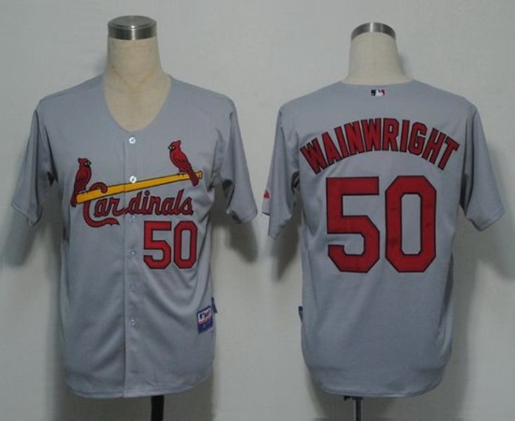MLB Cardinals 50 Adam Wainwright Grey Men Jersey