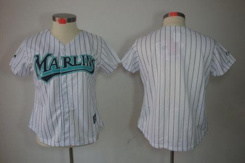 MLB Marlins Blank White Fashion Women Jersey