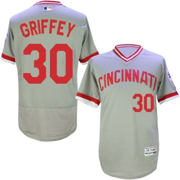 MLB Reds 30 Ken Griffey Jr. Gray Cooperstown Collection Flexbase Men Jersey