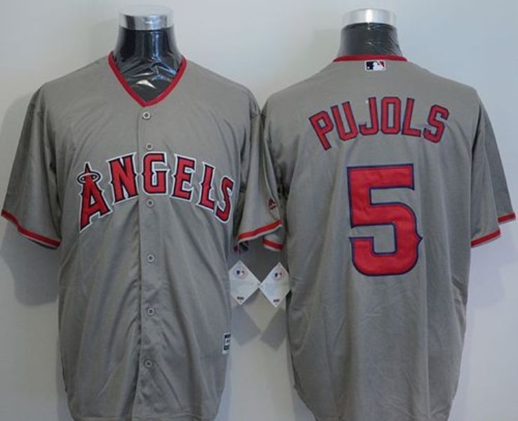MLB Angels 5 Albert Pujols Grey New Cool Base Men Jersey