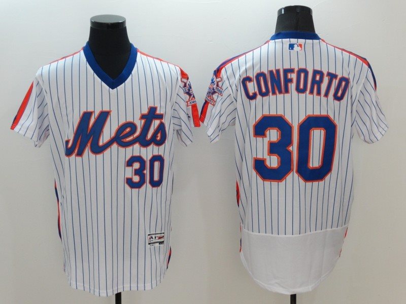 MLB Mets 30 Michael Conforto White Cooperstown Flexbase Men Jersey