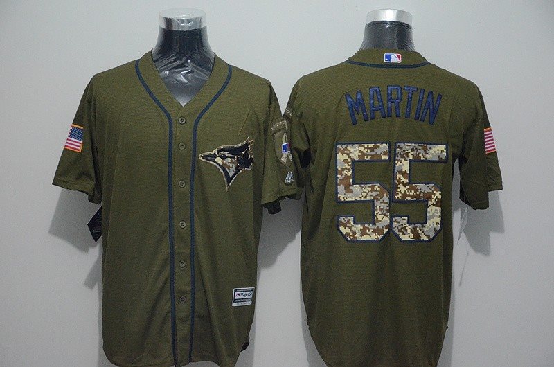 MLB Blue Jays 55 Russell Martin Olive Green Salute To Service Men Jersey