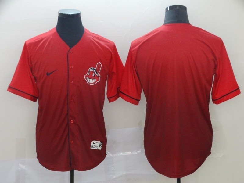 MLB Indians Blank Red Drift Fashion Men Jersey
