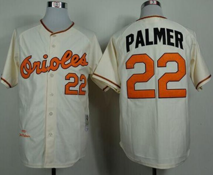 MLB Orioles 22 Jim Palmer Cream 1989 Mitchell and Ness Throwback Men Jersey