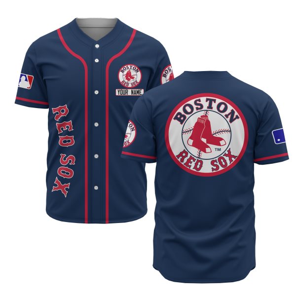 MLB Boston Red Sox Blue Baseball Customized Men Jersey