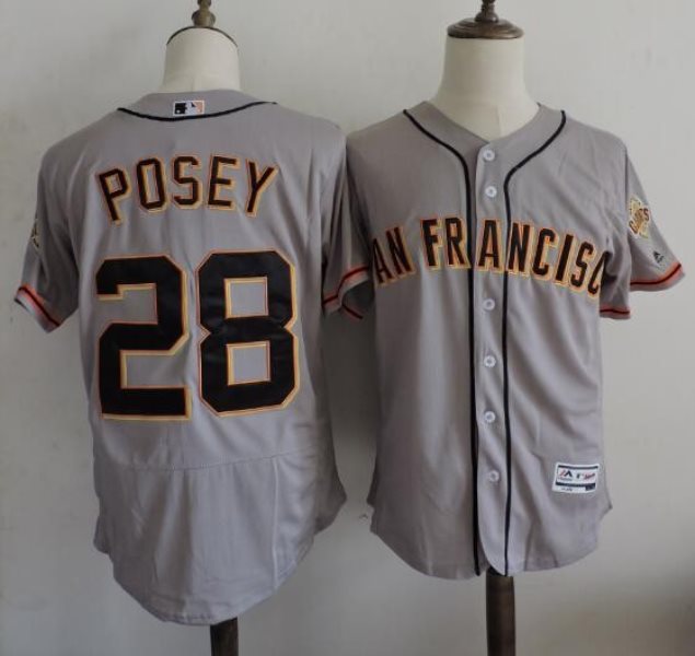 MLB Giants 28 Buster Posey Grey Flexbase Men Jersey