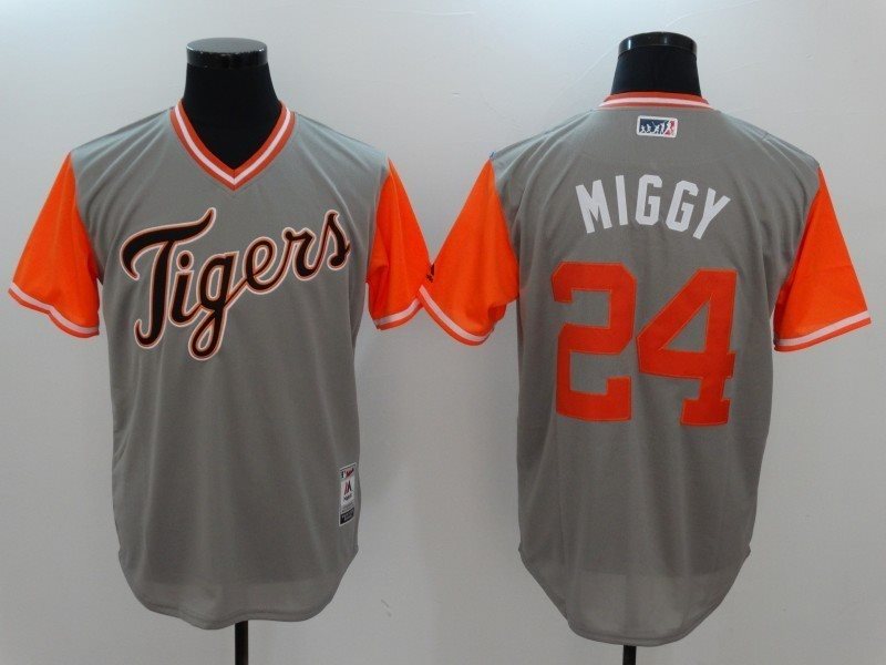 MLB Tigers 24 Miguel Cabrera Miggy Majestic Gray 2017 Players Weekend Men Jersey