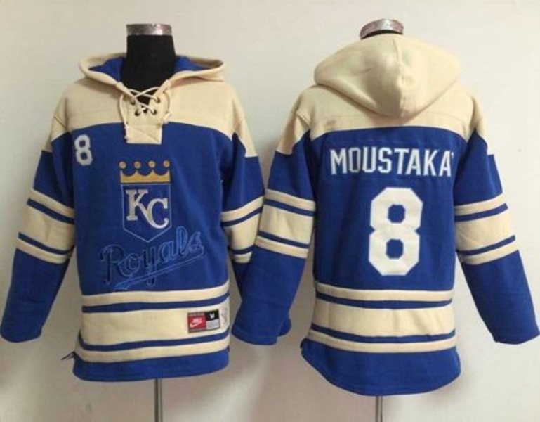 MLB Royals 8 Mike Moustakas Light Blue Men Sweatshirt Hoodie