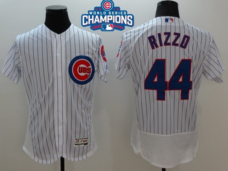 MLB Cubs 44 Anthony Rizzo White 2016 World Series Champions Flexbase Men Jersey