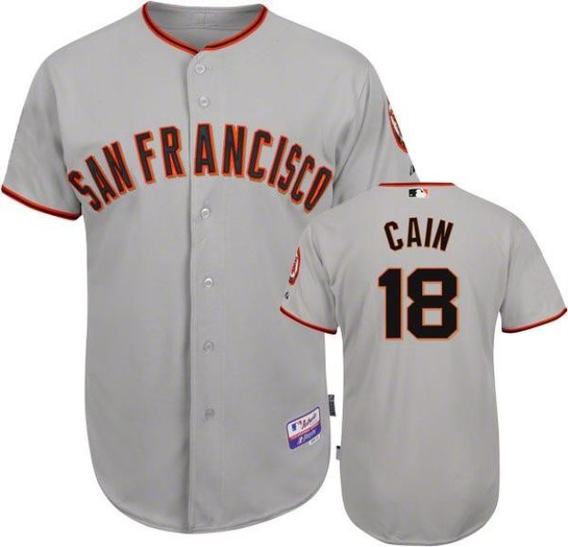 MLB Giants 18 Matt Cain Grey Men Jersey