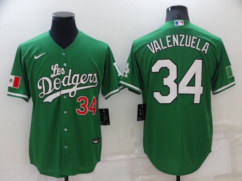 MLB Dodgers 34 Toro Valenzuela Green Mexico Nike Cool Base Men Jersey