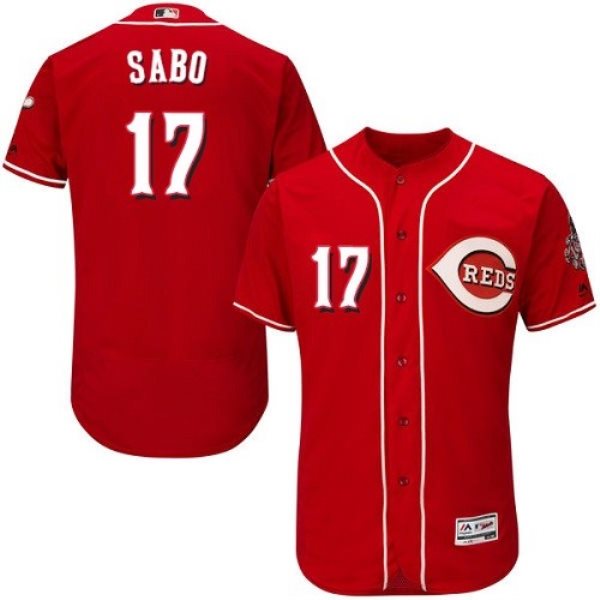 MLB Reds 17 Chris Sabo Red Flexbase Men Jersey