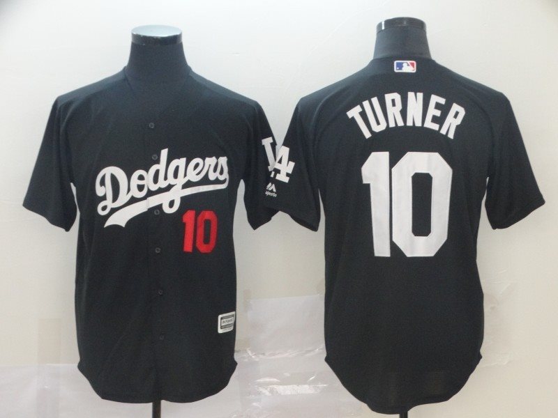 MLB Dodgers 10 Justin Turner Black Turn Back Men Jersey
