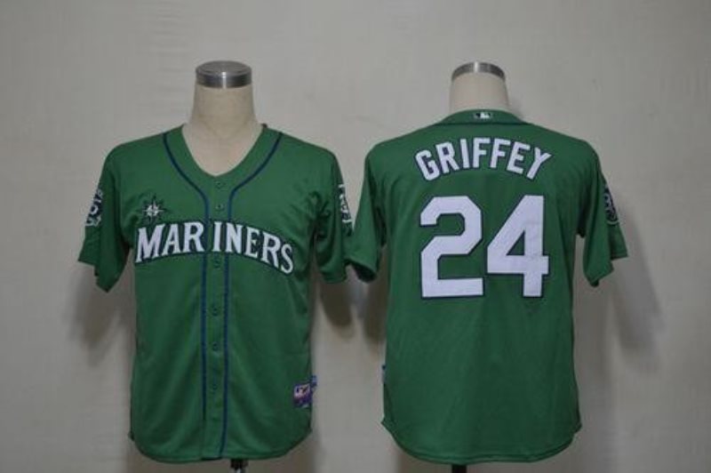 MLB Mariners 24 Ken Griffey Green Alternate Cool Base Men Jersey