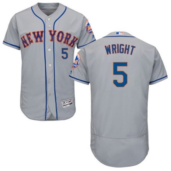 MLB Mets 5 David Wright Gray Flexbase Men Jersey