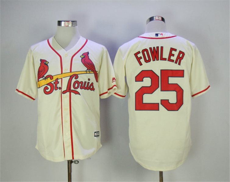 MLB Cardinals 25 Dexter Fowler Cream New Cool Base Men Jersey