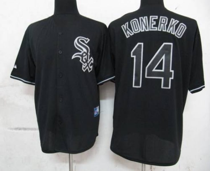 MLB White Sox 14 Paul Konerko Black Fashion Men Jersey