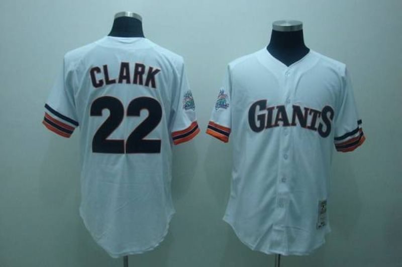 MLB Giants 22 Will Clark White Mitchell and Ness Throwback Men Jersey