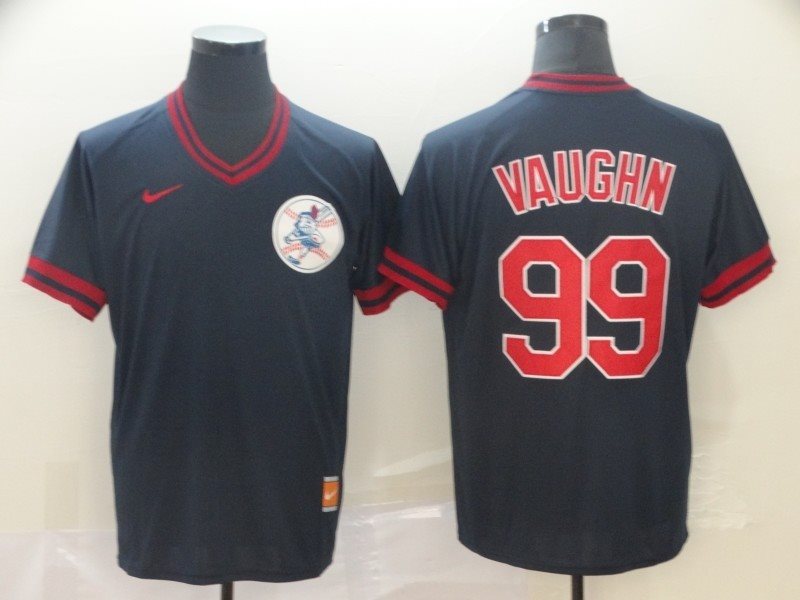 MLB Indians 99 Ricky Vaughn Navy Nike Cooperstown Collection Legend V-Neck Men Jersey