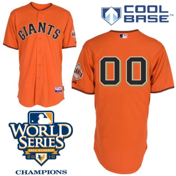 MLB Giants Orange Cool Base 2010 World Series Customized Men Jersey