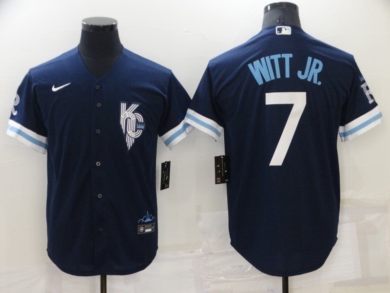 MLB Royals 7 Bobby Witt JR 2022 Navy City Connect Nike New Cool Base Men Jersey