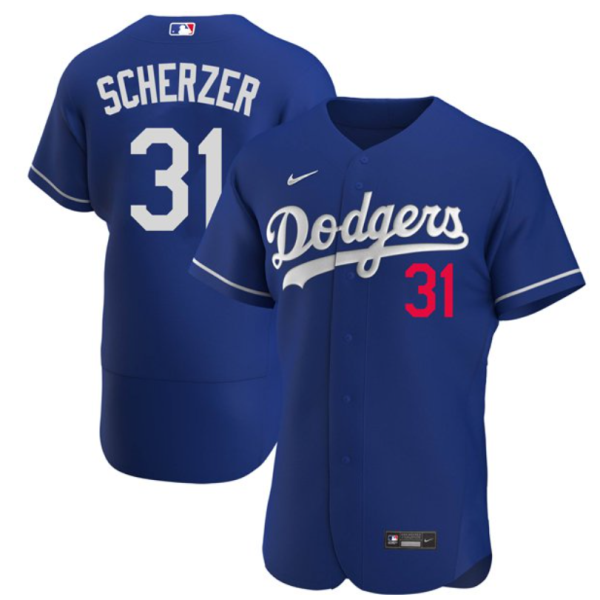 MLB Dodgers 31 Max Scherzer Blue Nike Flexbase Men Jersey