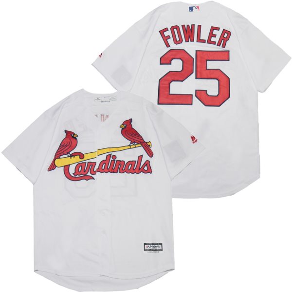 MLB Cardinals 25 Dexter Fowler White Cool Base Men Jersey