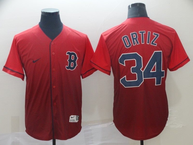 MLB Red Sox 34 David Ortiz Red Drift Fashion Men Jersey