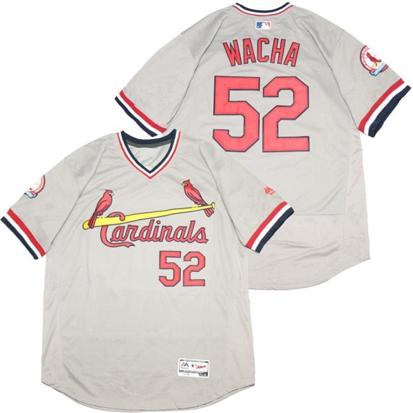 MLB Cardinals 52 Michael Wacha Gray Throwback Men Jersey